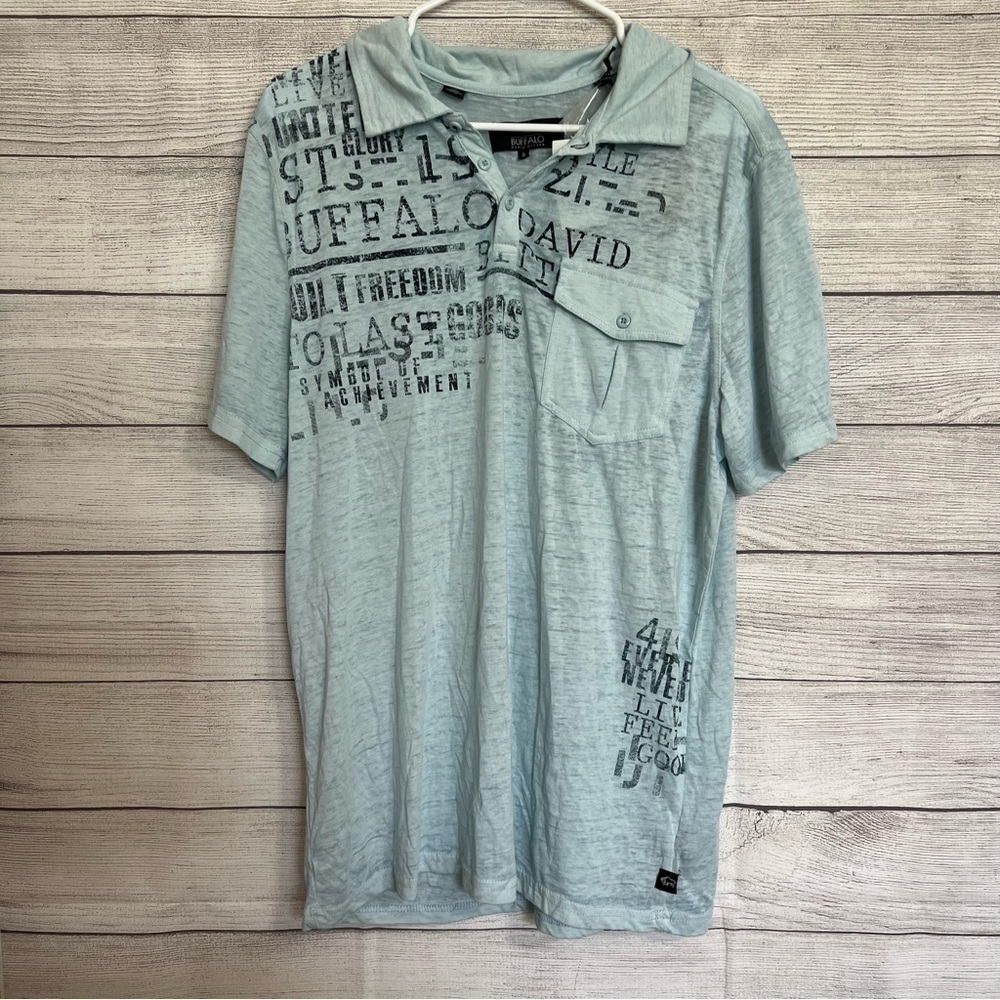 Buffalo David Bitton Light Blue Graphic Polo Shirt